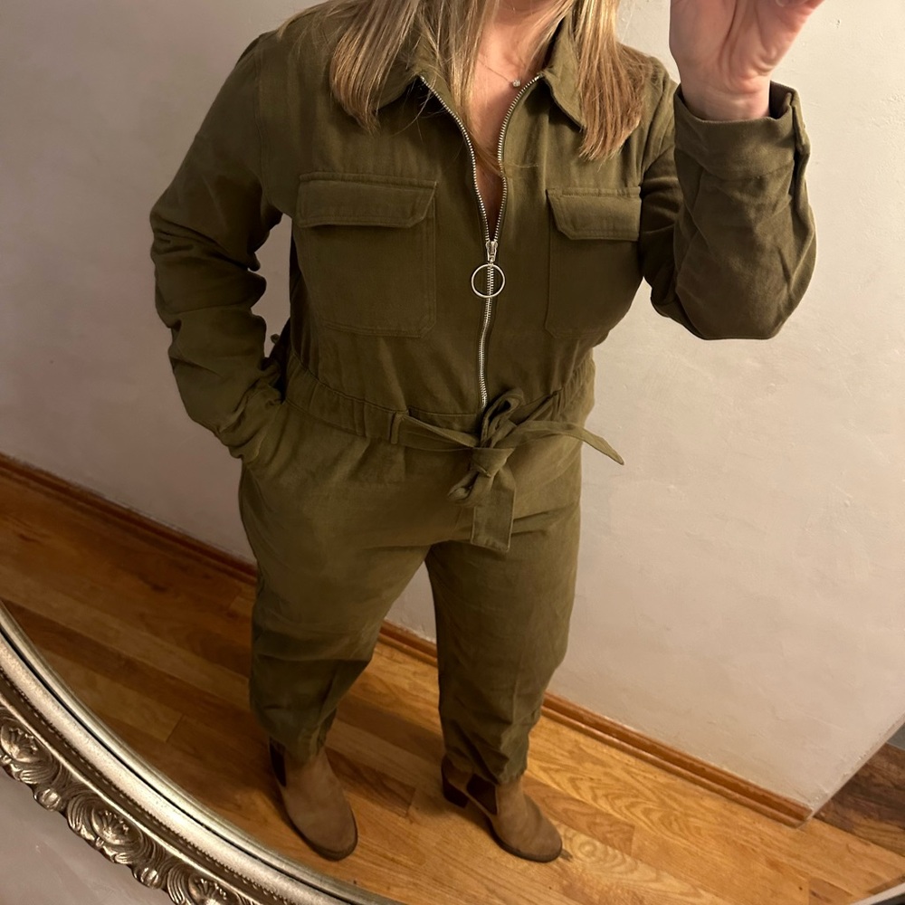 Vici Women's Rinko Tie Waist Jumpsuit in Olive - Size XL